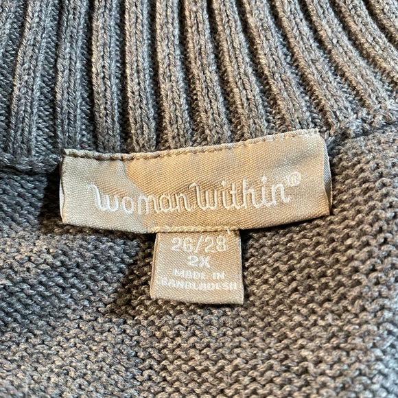 Plus Size Woman Within Zip Neck Gray Sweater - Picture 2 of 5